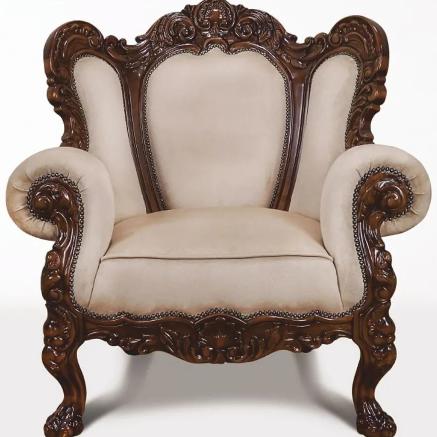Casa Padrino Luxus Barock Samt Sessel Grau / Dunkelbraun - Barockstil Wohnzimmer Möbel
