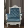Casa Padrino Luxus Barock Samt Sessel Blau / Weiß - Barock Wohnzimmer Möbel