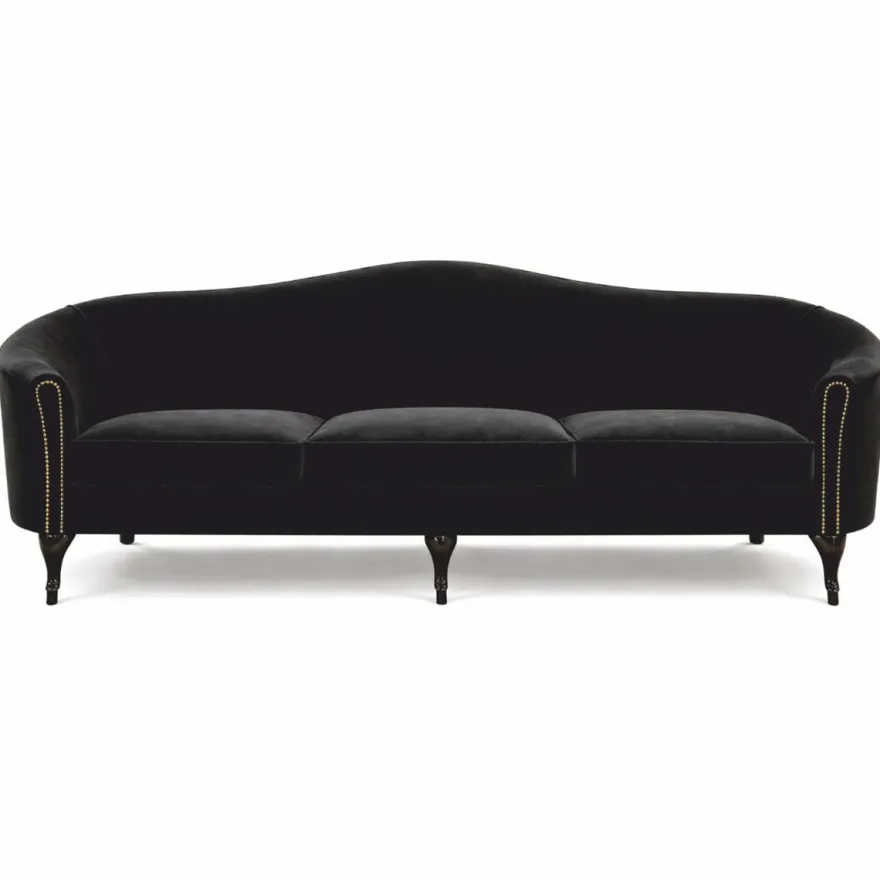 Casa Padrino Luxus Barock Samt Sofa Schwarz 280 cm - Barock Wohnzimmer Möbel