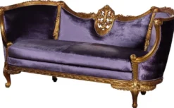 Casa Padrino Luxus Barock Samt Sofa Lila / Gold - Edles Handgefertigtes Wohnzimmer Sofa im Barockstil - Prunkvolle Barock Wohnzimmer Möbel