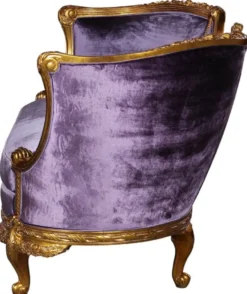 Casa Padrino Luxus Barock Samt Sofa Lila / Gold - Edles Handgefertigtes Wohnzimmer Sofa im Barockstil - Prunkvolle Barock Wohnzimmer Möbel