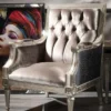 Casa Padrino Luxus Barock Samt Sessel Rosa / Schwarz / Antik Silber 73 x 73 x H. 110 cm - Barock Wohnzimmer Möbel