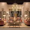 Casa Padrino Luxus Barock Samt Sofa Rosa / Grau 280 x 90 x H. 100 cm - Edles Wohnzimmer Sofa mit dekorativen Kissen - Barock Wohnzimmer Möbel - Luxus Qualität