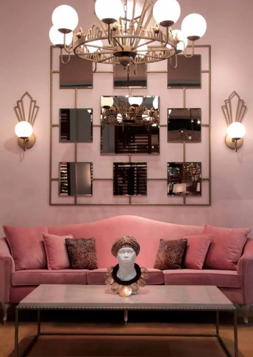 Casa Padrino Luxus Barock Samt Sofa Rosa / Grau 280 x 90 x H. 100 cm - Edles Wohnzimmer Sofa mit dekorativen Kissen - Barock Wohnzimmer Möbel - Luxus Qualität