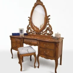 Casa Padrino Luxus Barock Schminktisch Set Braun / Grau - Barock Schlafzimmer Möbel