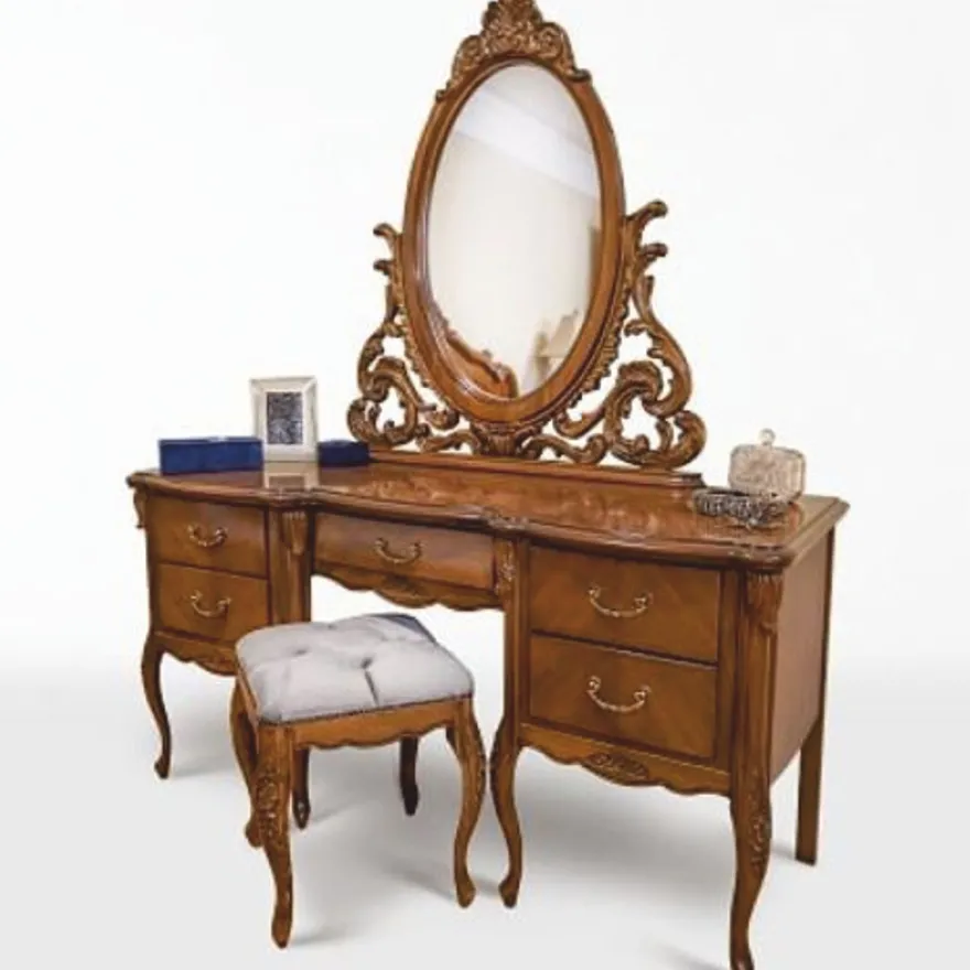 Casa Padrino Luxus Barock Schminktisch Set Braun / Grau - Barock Schlafzimmer Möbel