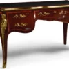 Casa Padrino Luxus Barock Schreibtisch mit 5 Schubladen Dunkelbraun / Schwarz / Gold - Prunkvoller handgefertigter Massivholz Bürotisch - Barock Büromöbel - Luxus Qualität - Made in Italy