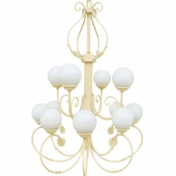 Casa Padrino Luxus Barock Schmiedeeisen Kronleuchter Creme / Weiß Ø 110 x H. 155 cm