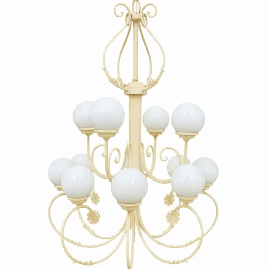 Casa Padrino Luxus Barock Schmiedeeisen Kronleuchter Creme / Weiß Ø 110 x H. 155 cm