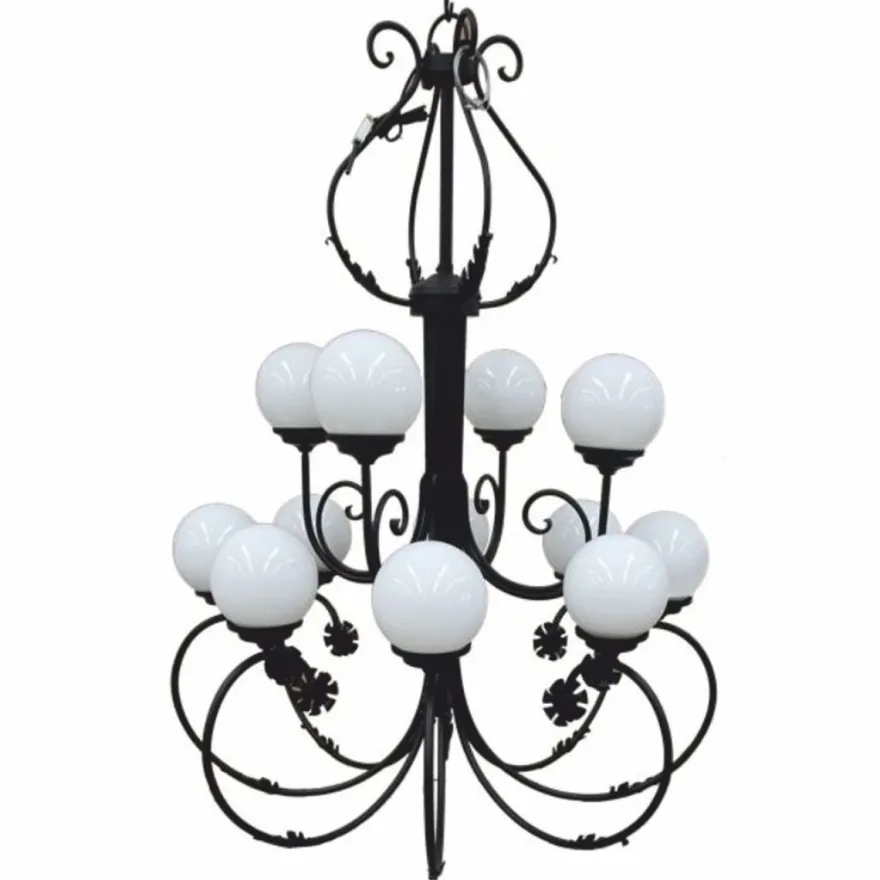 Casa Padrino Luxus Barock Schmiedeeisen Kronleuchter Schwarz / Weiß Ø 110 x H. 155 cm