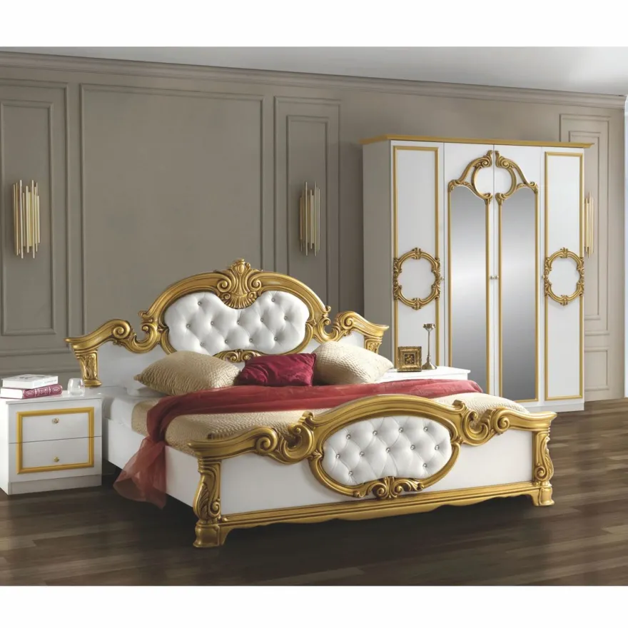 Casa Padrino Luxus Barock Schlafzimmer Schrank Weiß / Gold 177 cm - Barock Schlafzimmer Möbel