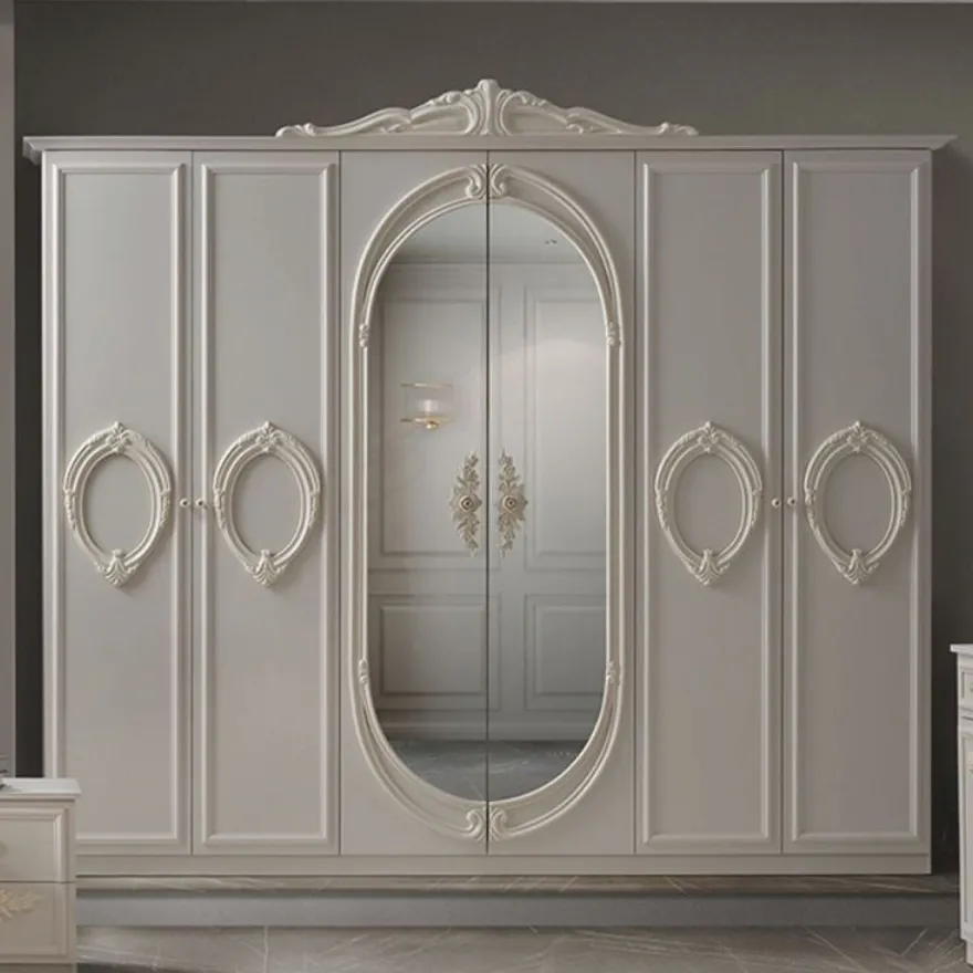 Casa Padrino Luxus Barock Schlafzimmer Schrank Creme 261 cm - Barock Schlafzimmer Möbel