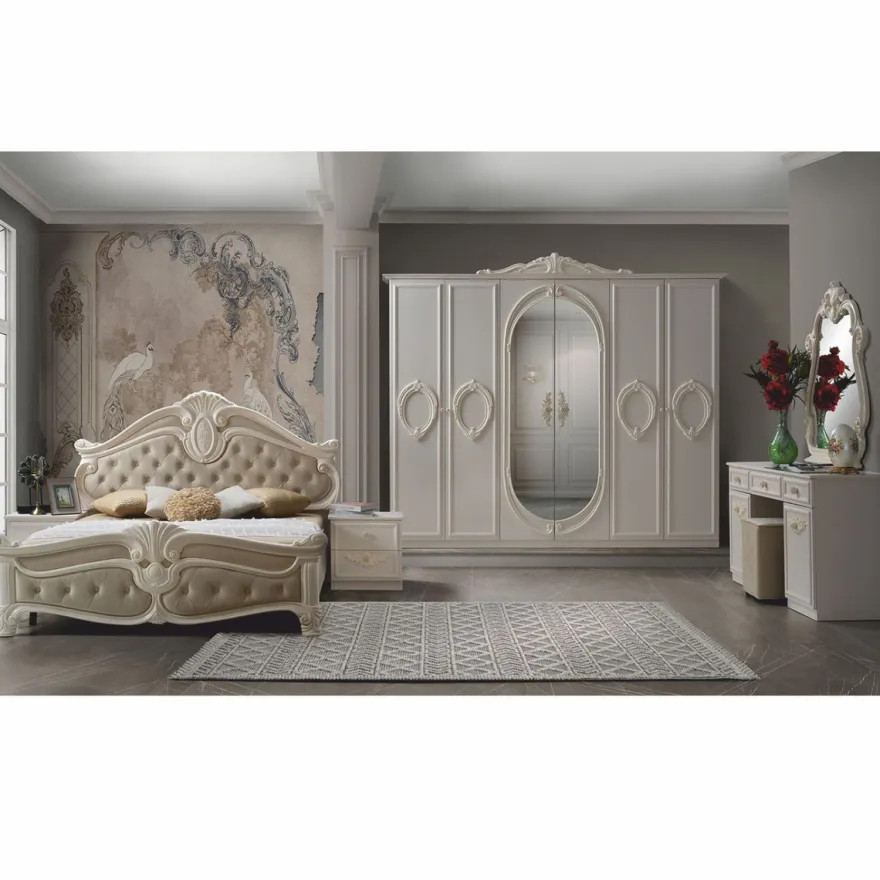 Casa Padrino Luxus Barock Schlafzimmer Schrank Creme 261 cm - Barock Schlafzimmer Möbel