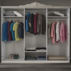 Casa Padrino Luxus Barock Schlafzimmer Schrank Creme 261 cm - Barock Schlafzimmer Möbel