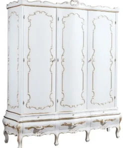 Casa Padrino Luxus Barock Schlafzimmerschrank Weiß / Gold - Handgefertigter Kleiderschrank im Barockstil - Barock Schlafzimmer & Hotel Möbel - Erstklassische Qualität - Made in Italy