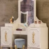 Casa Padrino Luxus Barock Schminktisch mit Spiegel Weiß / Gold - Barock Schmink Konsole - Schlafzimmer Möbel im Barockstil - Edel & Prunkvoll