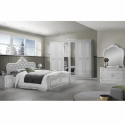 Casa Padrino Luxus Barock Schlafzimmer Schrank Weiß / Grau 261,4 cm - Barock Schlafzimmer Möbel