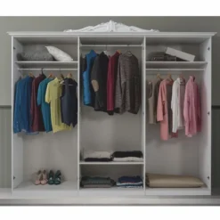 Casa Padrino Luxus Barock Schlafzimmer Schrank Weiß / Grau 261,4 cm - Barock Schlafzimmer Möbel