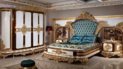 Casa Padrino Luxus Barock Schlafzimmerschrank Weiß / Braun / Gold - Prunkvoller Kleiderschrank im Barockstil - Barock Schlafzimmer & Hotel Möbel - Edel & Prunkvoll