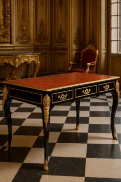 Casa Padrino Luxus Barock Schreibtisch Schwarz / Gold / Bordeaux 143 cm - Barock Sekretär