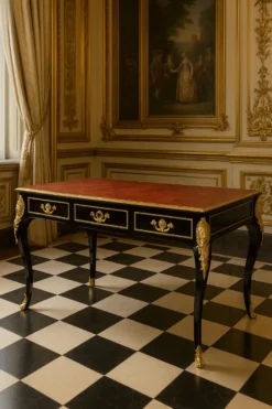 Casa Padrino Luxus Barock Schreibtisch Schwarz / Gold / Bordeaux 143 cm - Barock Sekretär