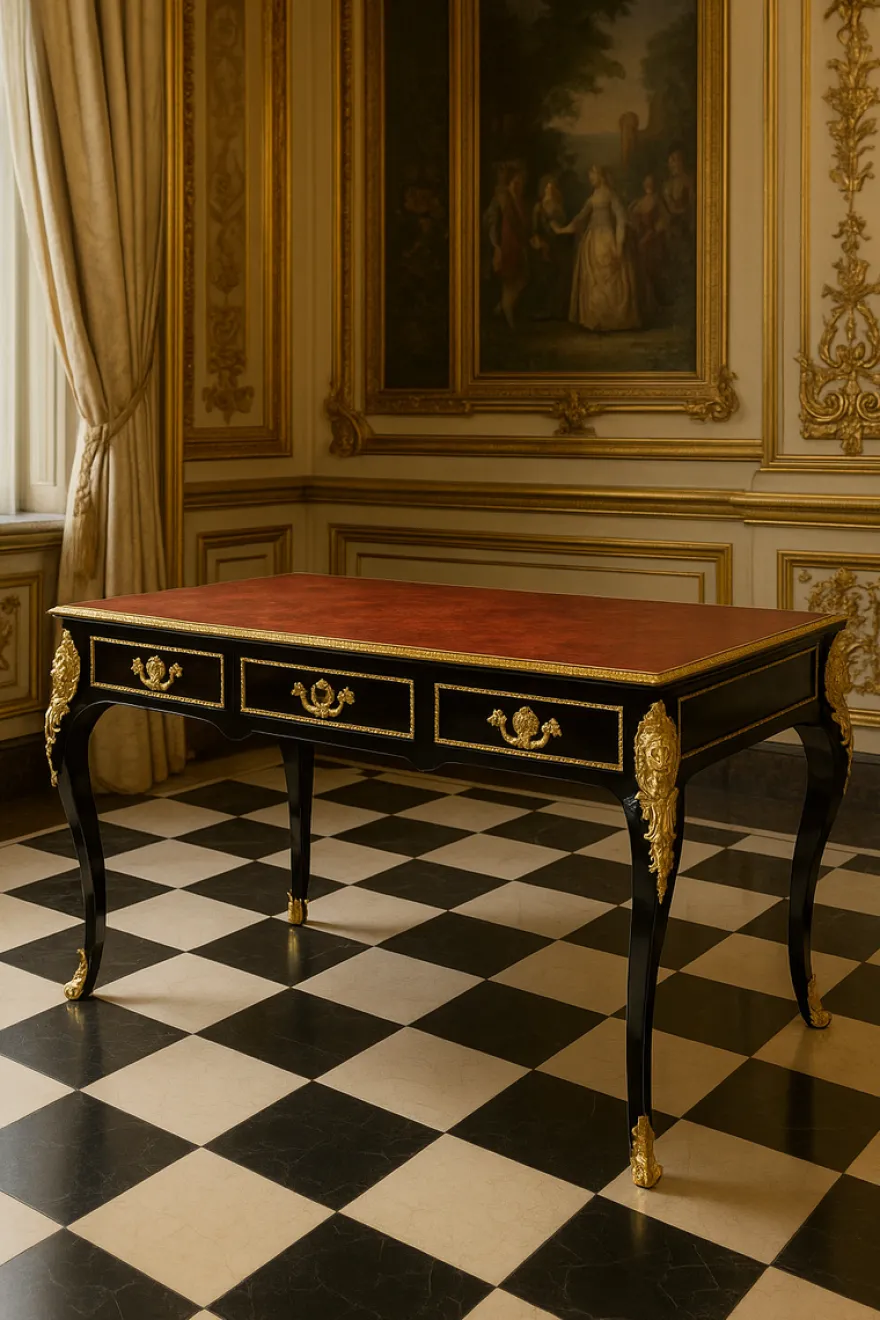Casa Padrino Luxus Barock Schreibtisch Schwarz / Gold / Bordeaux 143 cm - Barock Sekretär