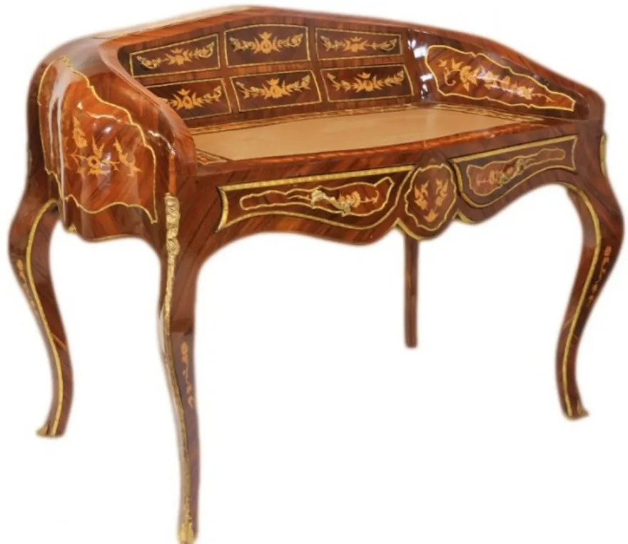 Casa Padrino Luxus Barock Schreibtisch Mahagoni Sekretär 120 cm Französischer Stil Antik Stil