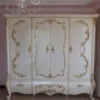 Casa Padrino Luxus Barock Schlafzimmerschrank Weiß / Creme / Gold 320 x 70 x H. 250 cm - Edler Massivholz Kleiderschrank - Schlafzimmer Möbel im Barockstil - Luxus Qualität