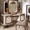 Casa Padrino Luxus Barock Schminkkommode mit Spiegel und Hocker