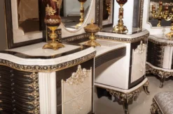 Casa Padrino Luxus Barock Schminkkommode mit Spiegel und Hocker