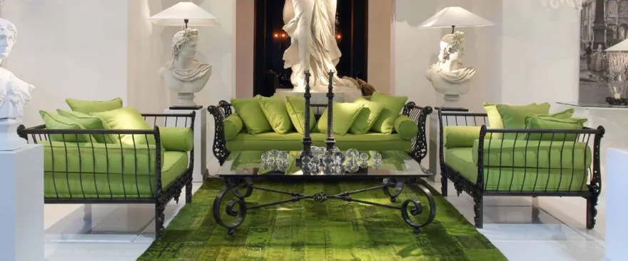 Casa Padrino Luxus Barock Schmiedeeisen Möbel Set Grün / Schwarz - 1 Luxus Sofa & 2 Luxus Sessel & 1 Luxus Couchtisch - Wohnzimmer Möbel - Garten Möbel - Hotel Möbel - Luxus Barock Möbel