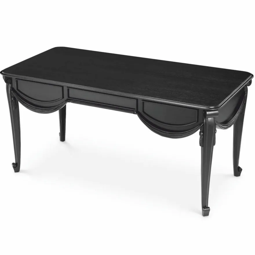 Casa Padrino Luxus Barock Schreibtisch Schwarz 160 cm - Barock Büro Möbel