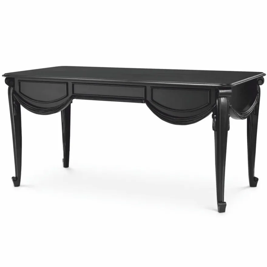 Casa Padrino Luxus Barock Schreibtisch Schwarz 160 cm - Barock Büro Möbel