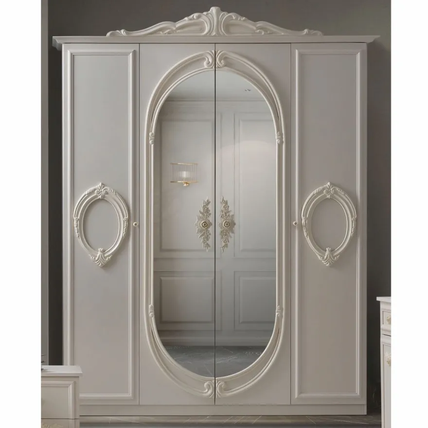 Casa Padrino Luxus Barock Schlafzimmer Schrank Creme 178,6 cm - Barock Schlafzimmer Möbel