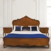 Casa Padrino Luxus Barock Schlafzimmer Set Braun 180 x 200 cm - 1 Doppelbett mit Kopfteil & 2 Nachttische - Barock Schlafzimmer Möbel