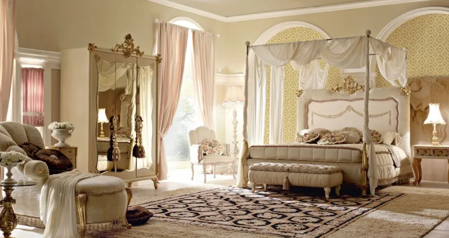 Casa Padrino Luxus Barock Schlafzimmerschrank Cremefarben / Gold - Handgefertigter Kleiderschrank mit 3 verspieglten Türen - Barock Schlafzimmer Möbel - Luxus Qualität - Made in Italy