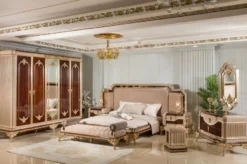Casa Padrino Luxus Barock Schlafzimmer Schrank mit 5 Türen Dunkelbraun / Grau / Gold - Barock Möbel