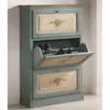 Casa Padrino Luxus Barock Schuhschrank Blau / Naturfarben / Braun H. 130 cm - Made in Italy