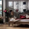 Casa Padrino Luxus Barock Schlafzimmer Kommode mit Tür und Schublade Naturfarben / Schwarz / Gold - Barock Schlafzimmer Möbel - Edel & Prunkvoll