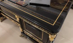 Casa Padrino Luxus Barock Schreibtisch Schwarz / Gold - Prunkvoller Massivholz Bürotisch - Barock Büromöbel - Edel & Prunkvoll