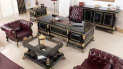 Casa Padrino Luxus Barock Schreibtisch Schwarz / Gold - Prunkvoller Massivholz Bürotisch - Barock Büromöbel - Edel & Prunkvoll