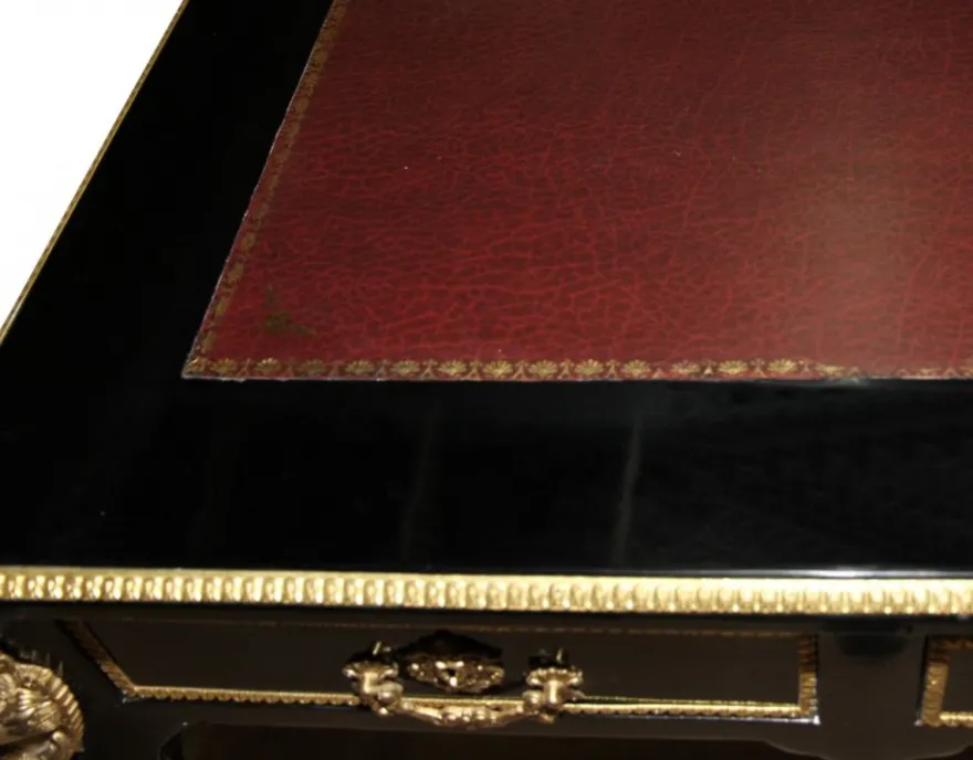 Casa Padrino Luxus Barock Schreibtisch in Schwarz Gold und Bordeaux, 140 x 80 x 82 cm, Sekretär im antiken Stil