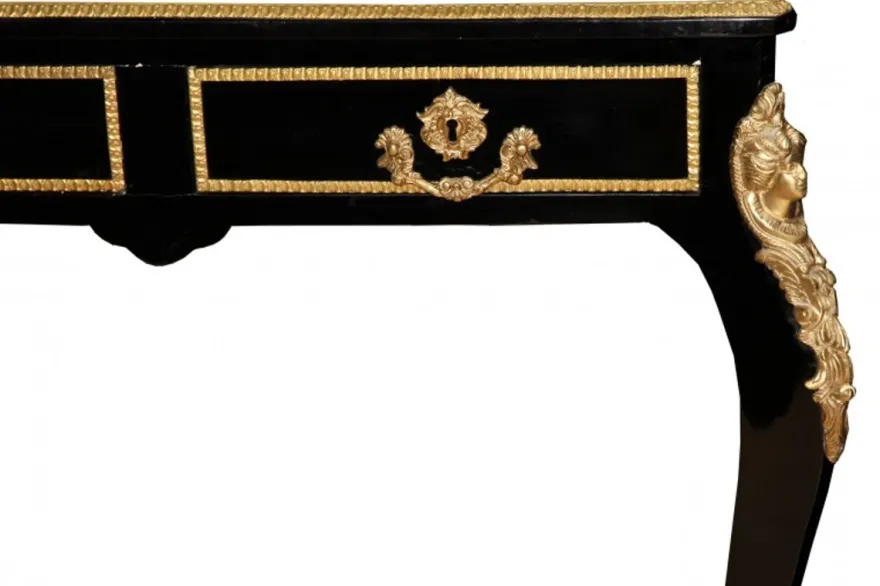 Casa Padrino Luxus Barock Schreibtisch in Schwarz Gold und Bordeaux, 140 x 80 x 82 cm, Sekretär im antiken Stil