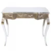 Casa Padrino Luxus Barock Schreibtisch Konsole in Silber mit Glasplatte 97 x 48 x 78 cm