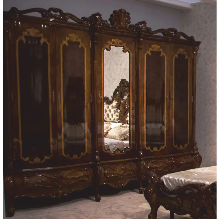 Casa Padrino Luxus Barock Schlafzimmer Schrank Dunkelbraun 305 cm - Barock Möbel
