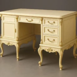 Casa Padrino Luxus Barock Schreibtisch Creme / Gold 180 cm - Made in Italy