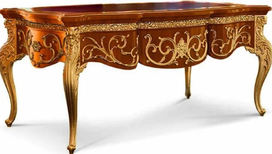 Casa Padrino Luxus Barock Schreibtisch Braun / Gold 176 cm - Barock Möbel - Made in Italy