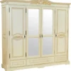 Casa Padrino Luxus Barock Schlafzimmerschrank Creme / Beige - Barockstil Massivholz Schrank mit 4 Türen und 3 Schubladen - Barock Kleiderschrank - Barock Schlafzimmer Möbel