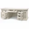 Casa Padrino Luxus Barock Schreibtisch Weiß / Silber 196 cm - Made in Italy