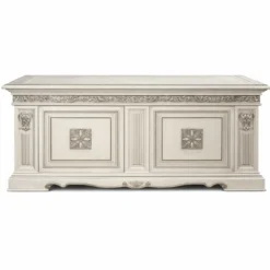 Casa Padrino Luxus Barock Schreibtisch Weiß / Silber 196 cm - Made in Italy